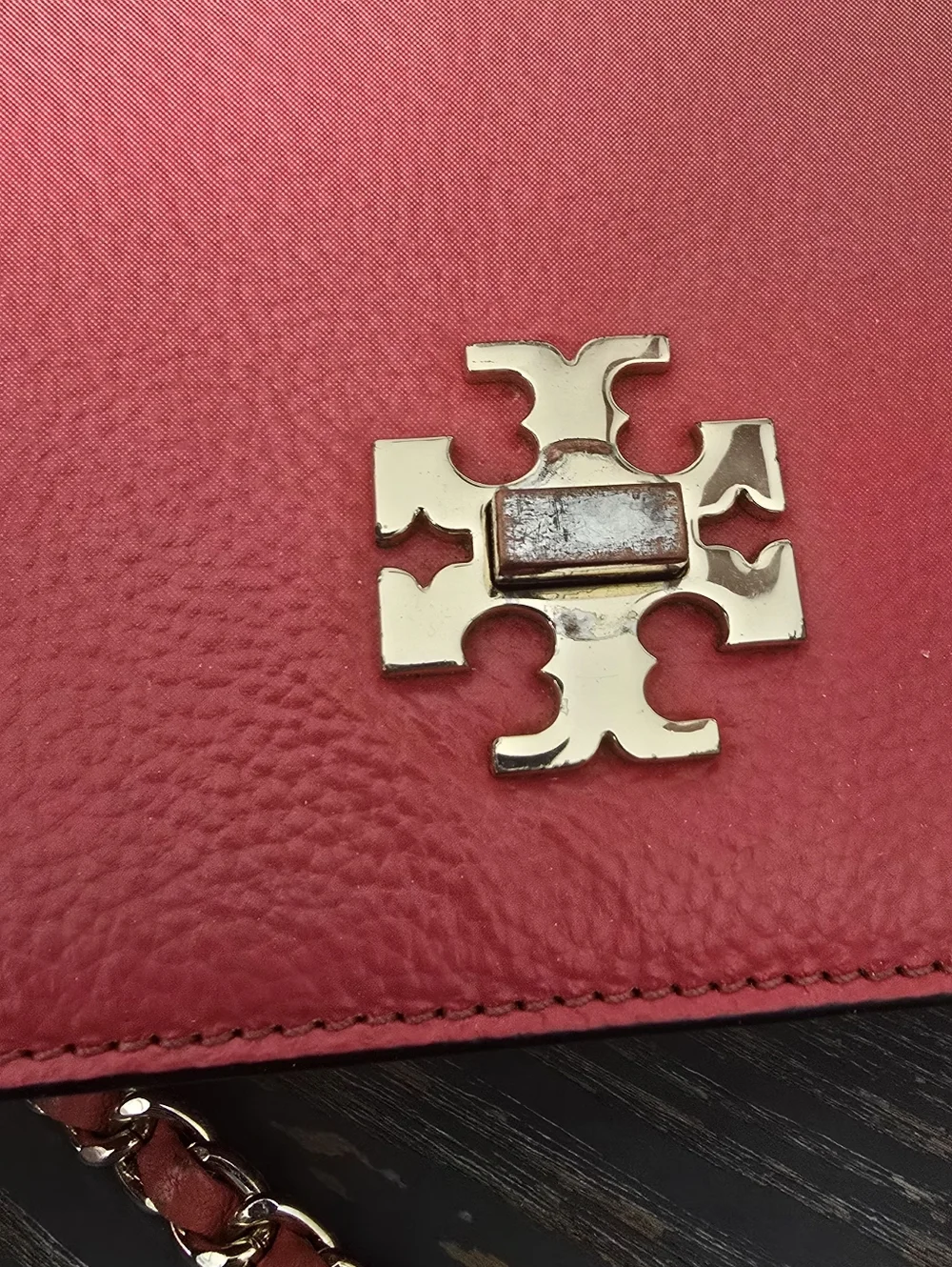 TORY BURCH Dégradé Mercer Adjustable Shoulder Bag Gradient Pink Red Gold Chain